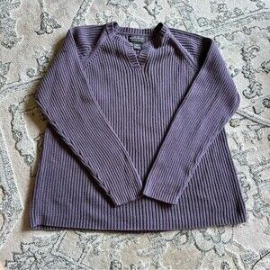 Woolrich Ribbed V Neck Sweater Purple/Plum Women Sz XL